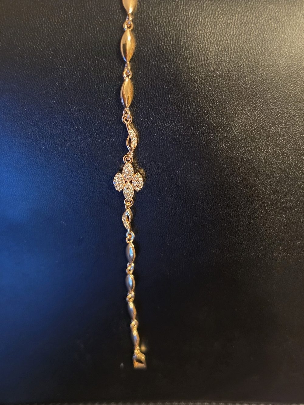 Elegant Gold-Tone CZ Clover Link Bracelet - Women Jewelry